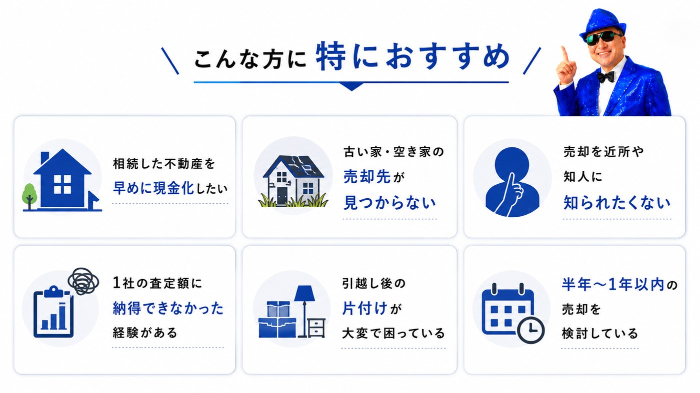 こんな方に特におすすめ - 相続・空き家・秘匿希望・片付け不要など